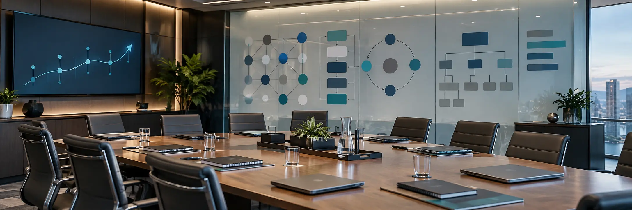 Technology leadership and education workshop room prepared for organizational planning